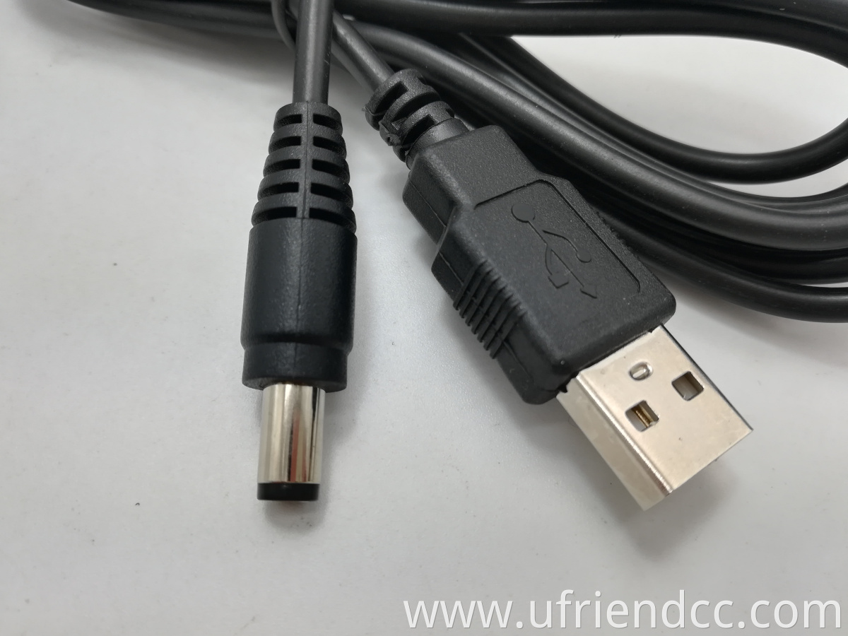 ODM OEM 1M 20AWG USB 2.0 A Male to 3.5mm DC Connector Plug Power Cord Cable 5V 9V 12V Charge Barrel Jack Power Cable Black